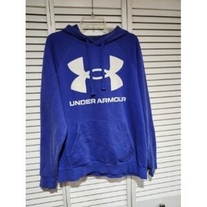 Under Armour Blue Graphic Hoodie Sweatshirt Loose Fit ColdGear Women LG